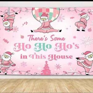 Festive Pink and White Holiday Banner